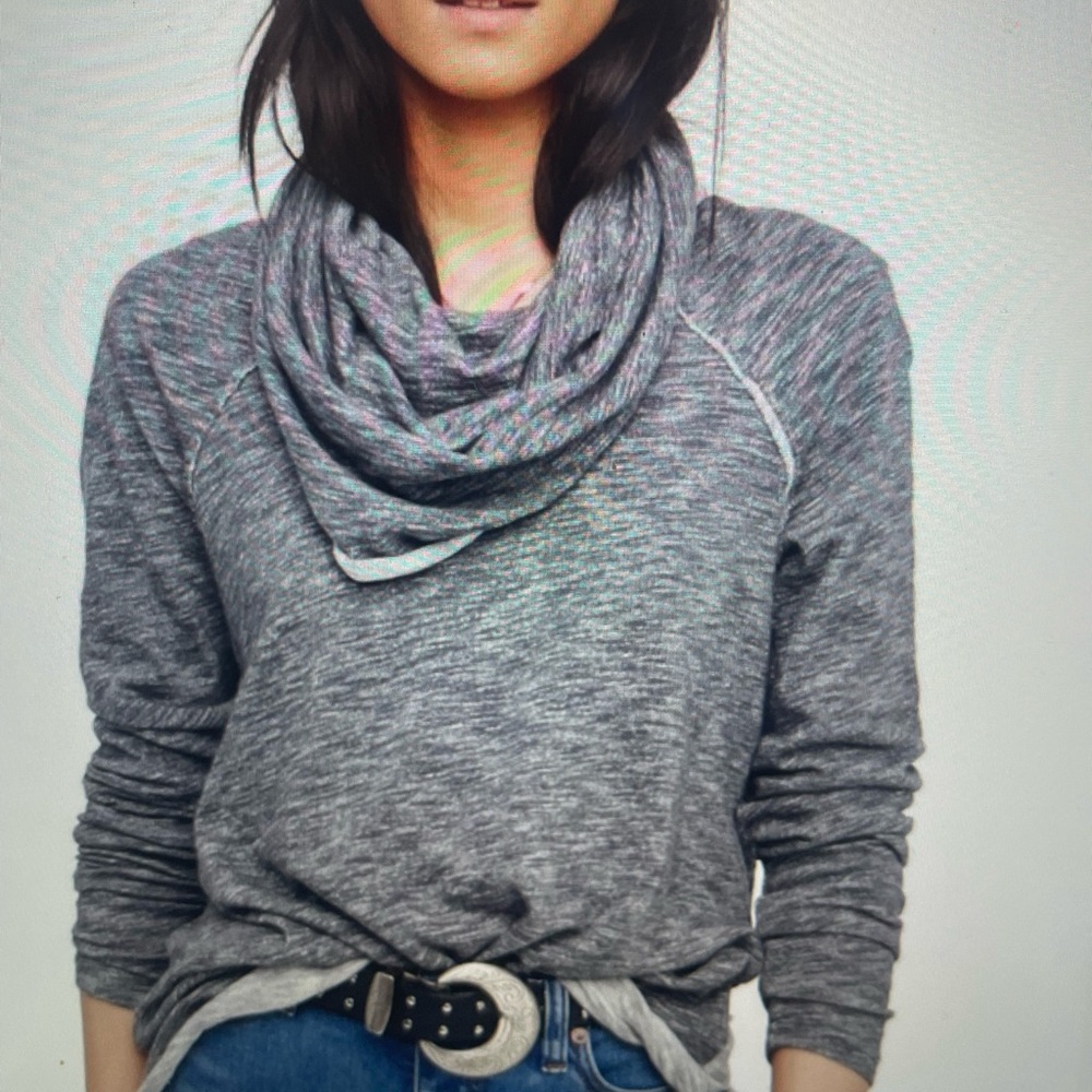 Free People Beach Cocoon Grey Cowl Neck Pullover